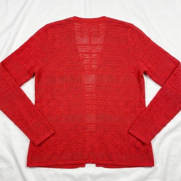 NWT Joan Rivers Open-Front Crochet Cardigan Red Sweater L - Picture 8 of 15